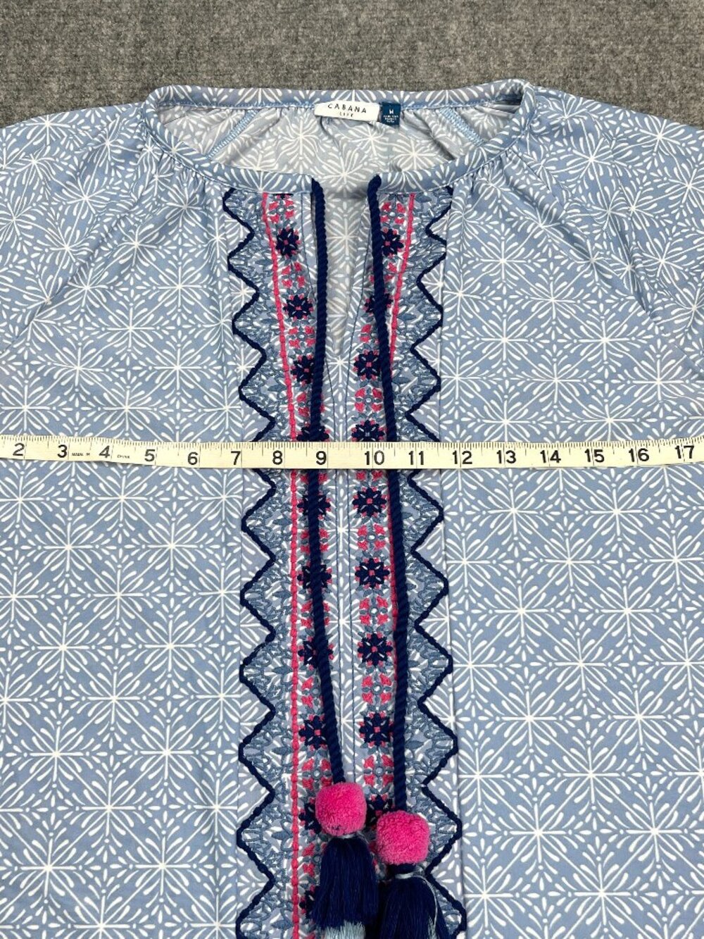 Cabana Life Tassel Tunic Dress Womens Medium Embroidered UPF 50 - Picture 8 of 13